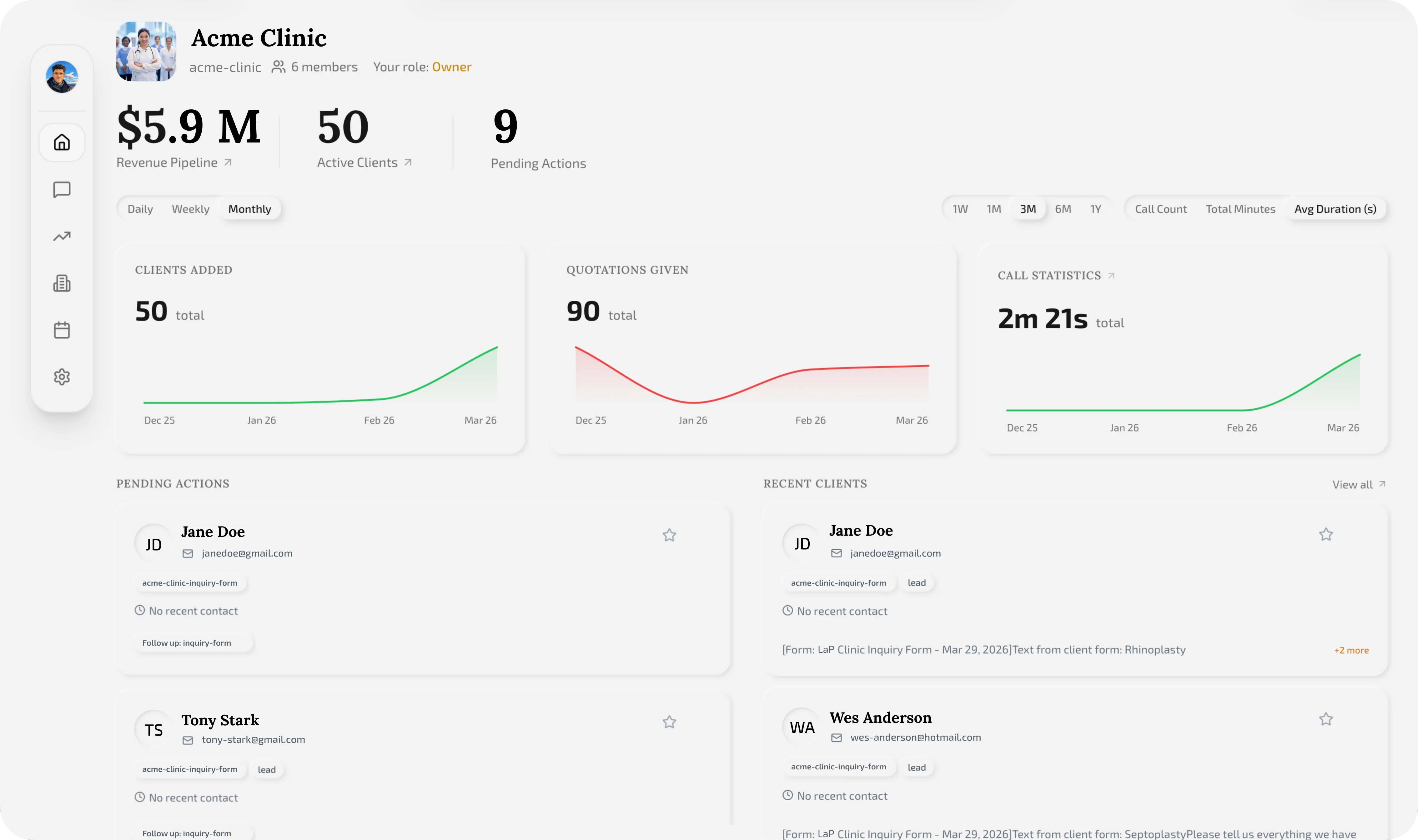 Collate workspace dashboard